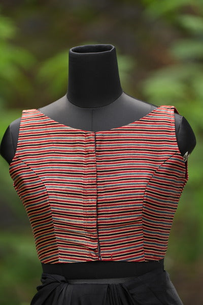 The Noorie Blouse Sleeveless - Red Grey Black