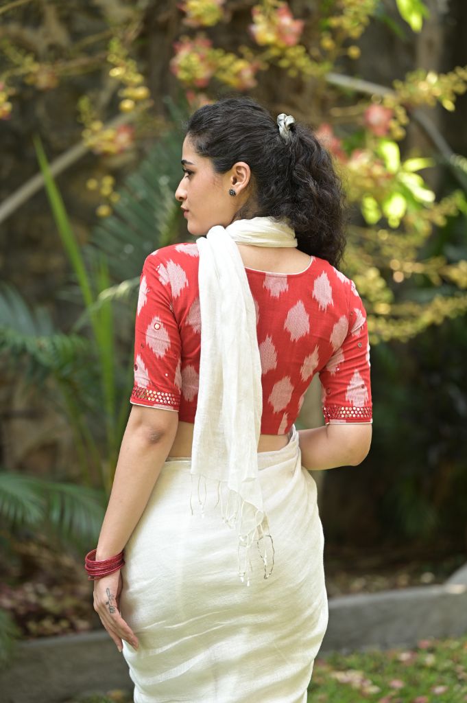 The Ikat Mirror Blouse - Bright Red