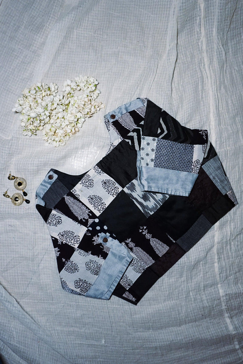 The QoH Patchwork Blouse - Black and White