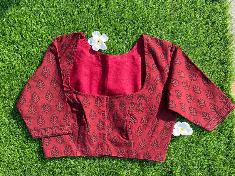 The Bagh MixNMatch blouse - Maroon & Black
